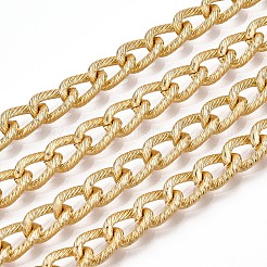 アルミテクスチャードカーブチェーン  溶接されていない  スプールで  ゴールドカラー  10x6.5x2mm  約65.62フィート（20m）/ロール&nbsp;CHA-T001-40G