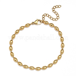 Ion Plating(IP) 304 Stainless Steel Oval Ball Chain Bracelets for Women&nbsp;BJEW-C046-01G