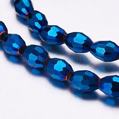 Full Plated Glass Faceted Rice Beads Strands&nbsp;GLAA-A030A-FP04