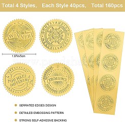 40シート4スタイルプラスチック自己接着金箔エンボスステッカー  メダル装飾ステッカー  言葉  50mm  約10枚/スタイル&nbsp;DIY-CP0010-41