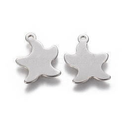 変色しにくい201ステンレススチールペンダント  ヒトデ/海星  ステンレス鋼色  18.5x14x0.5mm  穴：1.2mm&nbsp;STAS-L233-040P