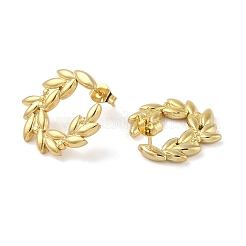 イオンプレーティング（IP）304ステンレススチール製スタッドピアス（女性用）  花輪  18KGP本金メッキ  20x21mm&nbsp;EJEW-B050-16G