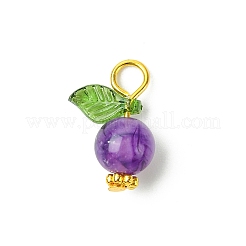 アクリルパーツ  鉄製平頭ピン付き  フルーツのチャーム  パープル  15x11.5x7.5mm  穴：2mm&nbsp;PALLOY-JF02615-02