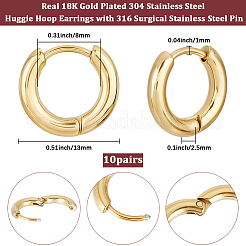 10 Pairs Ion Plating(IP) 304 Stainless Steel Huggie Hoop Earrings&nbsp;EJEW-BBC0002-19A