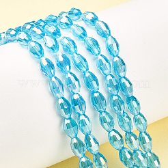 電気メッキガラスビーズセット  多面カットオーバル  空色  7.5x6mm  穴：1mm  約70個/連  20.67インチ（52.5cm）&nbsp;GC6X9MMC20Y-AB
