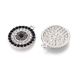 合金とラインストーンのペンダント  フラットラウンド型/ナザールボンジュウのお守り  プラチナ  18.5x16x3mm  穴：1.2~1.4mm&nbsp;PALLOY-T095-04P