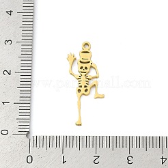 304ステンレスペンダント  スケルトンチャーム  レーザー切断  ゴールドカラー  27.5x12.5x1.5mm  穴：1.5mm&nbsp;STAS-U041-02H-G