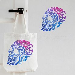 プラスチック再利用可能な描画絵画ステンシル テンプレート  スクラップブック紙、壁、布、床、家具、木材にペイントするため  正方形  スカル模様  300x300mm&nbsp;DIY-WH0172-182