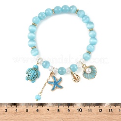 Summer Cat Eye Round Bead Stretch Bracelets&nbsp;BJEW-TA00750