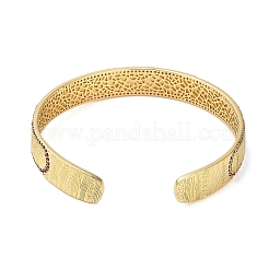 Brass Pave Camellia Cubic Zirconia Open Cuff Bangles for Women&nbsp;BJEW-M312-01D-G