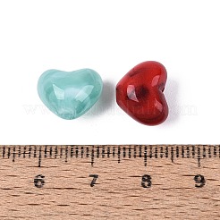 ツートーンの不透明と透明のアクリルビーズ  天然石風  ハート  ミックスカラー  9.5~10x12.5~13x8.5mm  穴：2mm  約780個/500g&nbsp;OACR-N161-04