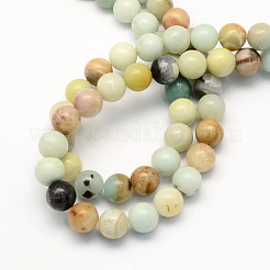 Natural Flower Amazonite Round Beads Strands&nbsp;G-S161-8mm