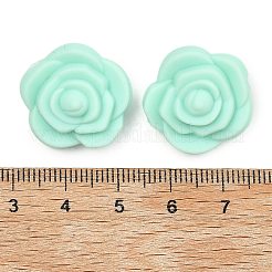 食品グレードの環境に優しいシリコーンビーズ  両面バラ  アクアマリン  20.5x12.5mm  穴：2mm&nbsp;FIND-WH0125-43J