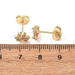 Brass Micro Pave Cubic Zirconia Flower Stud Earrings&nbsp;EJEW-K267-34G