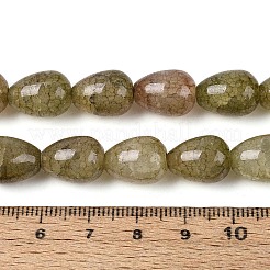 焼き絵の具、ひび割れガラスビーズ、糸  ティアドロップ  ダークオリーブグリーン  13~13.5x9.5~10mm  穴：1.2~1.4mm  約54~60個/連  28.35~30.71インチ（72~78cm）&nbsp;DGLA-N019-03A-09