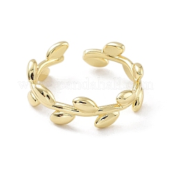 女性用真鍮オープンカフリング  葉  ゴールドカラー  内径：19mm&nbsp;LS-RJEW-A028-03G