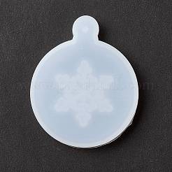 Christmas Theme DIY Flat Round with Snowflake Pendant Silicone Molds&nbsp;DIY-F114-34