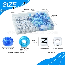 透明＆不透明アクリルビーズ  樽と立方体の文字  ディープスカイブルー  7~9x7~9x6~7mm  穴：3.5~3.8mm&nbsp;KY-FS0001-26E