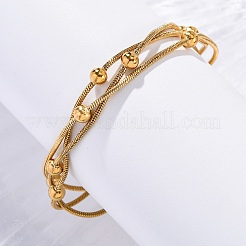 Stainless Steel Multi-strand Ball Bracelets&nbsp;BJEW-L687-01G