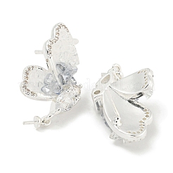 Brass with Enamel with Cubic Zirconia with Crystal Stud Earring with 925 Sterling Silver Pins&nbsp;KK-Q820-07S