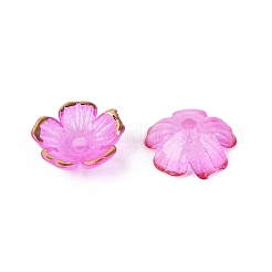 プラスチックビーズキャップ  5  - 花びらの花  ツートン  ゴールドライン入り  マゼンタ  10~11x10~11x4mm  穴：1.6mm  約2000個/袋&nbsp;KY-Q005-04A-06