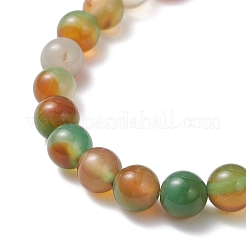 Round Natural Peacock Agate Beaded Stretch Bracelets&nbsp;BJEW-JB12650