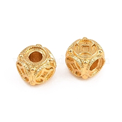 真鍮ビーズ  銅貨幣模様のキューブ  18KGP本金メッキ  5x5x5mm  穴：2mm&nbsp;LS-KK-Z162-16G