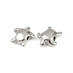 真鍮ビーズ  カドミウムフリー＆ニッケルフリー＆鉛フリー  カメ  プラチナメッキ  9.5x9x3.5mm  穴：1.2mm&nbsp;KK-G535-01P