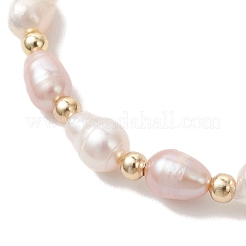 Natural Cultured Freshwater Pearl & 304 Stainless Steel Beads Stretch Bracelets for Women&nbsp;BJEW-JB13518