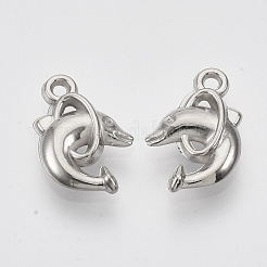 CCBプラスチックペンダント  イルカ  プラチナ  17x11x3.5mm  穴：1.2mm  約1870個/500g&nbsp;CCB-T009-11
