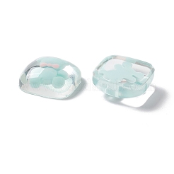 クリア樹脂カボション  正方形  淡いターコイズ  クマの柄  19x19x8mm&nbsp;RESI-G034-A07