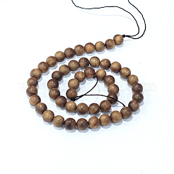 天然石白檀ウッドビーズ連売り  ラウンド  8mm  穴：1.2mm  約51個/連  15.9インチ（40.5cm）&nbsp;WOOD-F008-02-C