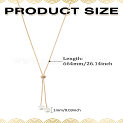 1Pc 1MM Brass Round Snake Chain Slider Lariat Necklaces&nbsp;NJEW-LP0009-12G