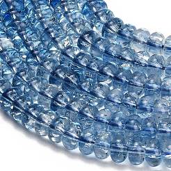 染色された天然石風ガラスビーズの連  ロンデル  スチールブルー  8~8.5x4.5~5mm  穴：1.2mm  約79個/連  14.57''（37センチメートル）&nbsp;GL-Z001-03A-11