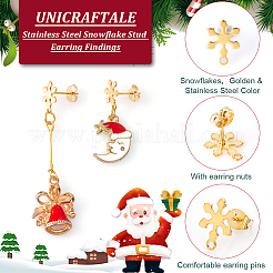 40Pcs 2 Colors 201 Stainless Steel Snowflake Stud Earring Findings&nbsp;STAS-UN0047-60