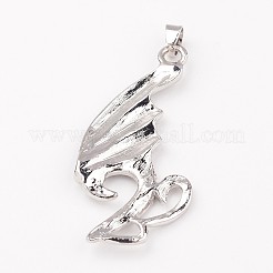 白鳥合金ラインストーンチャーム  プラチナ  48x23x3mm  穴：5x4mm&nbsp;PALLOY-L198-01P