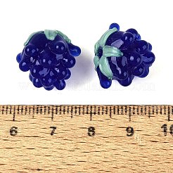手作りランプワークビーズ  ラズベリー  ダークブルー  14.5~16.5x12.5~17.5x12.5~17.5mm  穴：1~1.8mm&nbsp;LAMP-N042-23G
