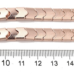 電気めっき合成非磁性ヘマタイト ビーズ 連売り  波形  2穴  ローズゴールドメッキ  8x8x3mm  穴：1mm  約71個/連  15.75''（40センチメートル）&nbsp;G-I364-E01-RG
