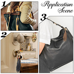 2Pcs 2 Colors PU Leather Tassel Pendan Keychains&nbsp;FIND-CL0001-88A