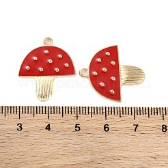 ゴールデン合金エナメルペンダントメッキ  カドミウムフリー＆鉛フリー  きのこチャーム  レッド  23x21x2mm  穴：1.8mm&nbsp;ENAM-Z017-04G