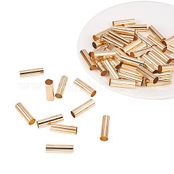 真鍮製チューブビーズ  ライトゴールド  25x8mm  穴：7.5mm  50個/箱&nbsp;KK-YW0001-03