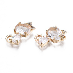Brass Micro Pave Clear Cubic Zirconia Charms&nbsp;KK-S359-137-RS