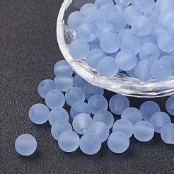 透明なアクリルビーズ  ラウンド  艶消し  ライトスカイブルー  4mm  穴：1mm  約1400個/50g&nbsp;X-PL704-C54