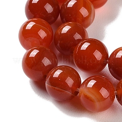 天然石縞瑪瑙/バンデットアゲートビーズ連売り  染め  ラウンド  サンゴ  8mm  穴：1.2mm  約24個/連  7.48''（19センチメートル）&nbsp;X-G-Z060-A01-B05