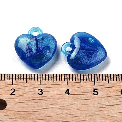 不透明なアクリルビーズ  ABカラーメッキ  ハート  ブルー  17x16x5.5mm  穴：2mm&nbsp;OACR-Q196-06A