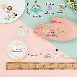 DIYブレスレット作成キット  10個猫シルエットシェイプアロイペンダント  204個の花と幾何学ガラスと真鍮ビーズ  テールワイヤーと真鍮のパーツ  ミックスカラー  260個/セット&nbsp;FIND-SC0001-67