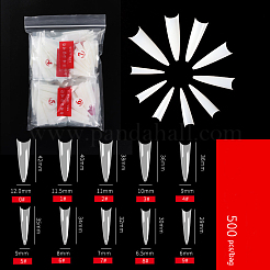 Absプラスチックシームレススチレット偽爪のヒント  練習マニキュアネイルアートツール  乳白色  29~42x6~12mm  500個/袋&nbsp;MRMJ-T067-11B