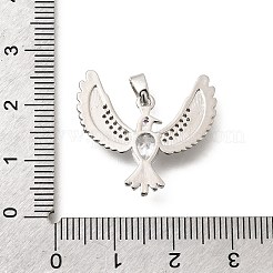 真鍮キュービックジルコニアチャーム  鳥のチャーム  長持ちメッキ  プラチナ  23x24x3mm  穴：5x3mm&nbsp;KK-B187-11P