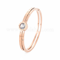 Crystal Rhinestone Flat Round Bangle with Roman Numeral&nbsp;BJEW-N017-007RG