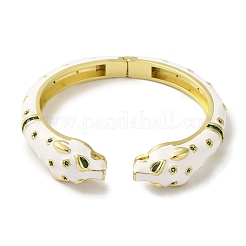 Brass Pave Green Cubic Zirconia Leopard Open Cuff Bangle for Women&nbsp;BJEW-K246-01G